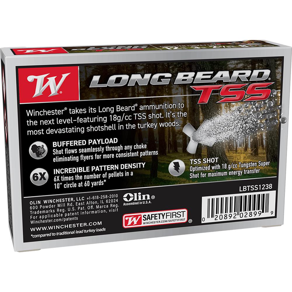 Winchester Long Beard TSS Shotshells 12ga 3" 2-3/8oz 1100 fps #8 5/ct Picture of Winchester Ammunition Long Beard TSS 12ga. 3" #8 shot 5/RD