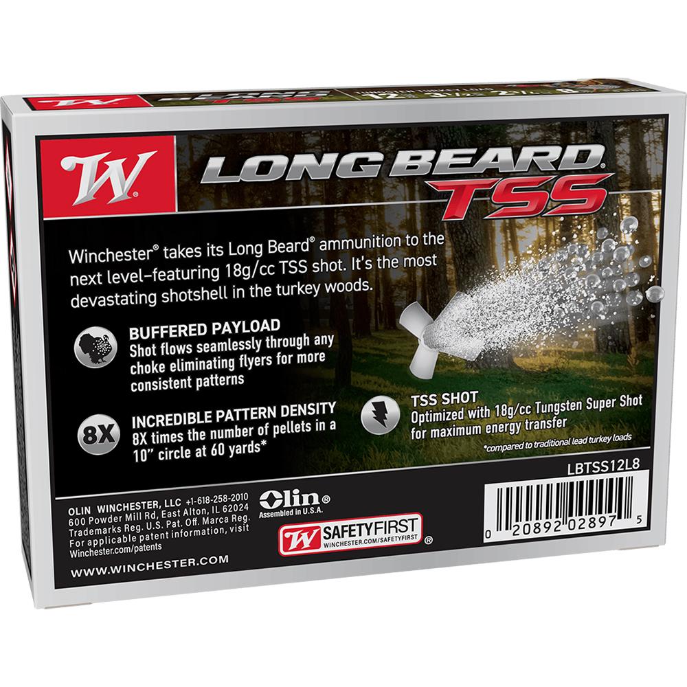 Winchester Long Beard TSS Shotshells 12ga. 3-1/2" 2-3/4oz 1050 fps #8 5/ct Picture of Winchester Ammunition Long Beard TSS 12ga. 3-1/2" #8 shot 5/RD