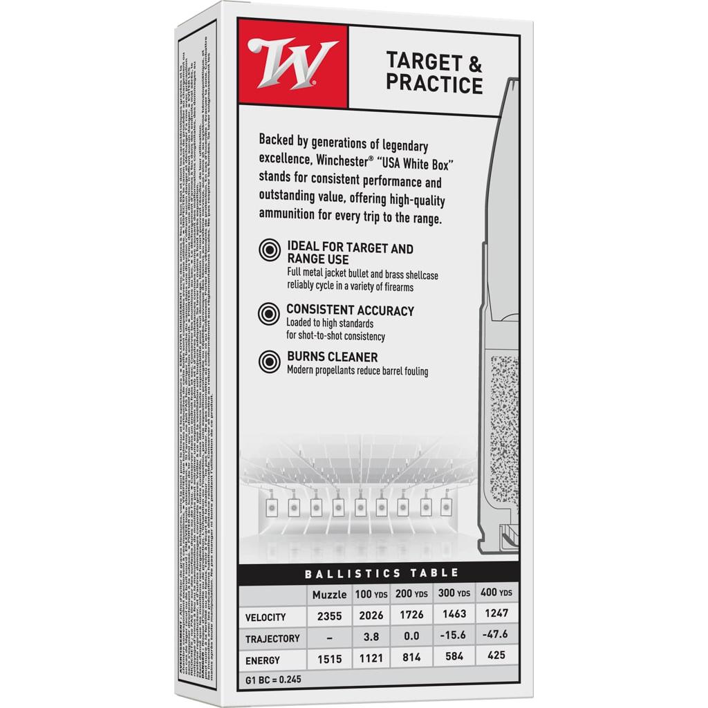 Winchester USA Rifle Ammunition 7.62x39mm 123 gr FMJ 20/ct Picture of Winchester Ammunition WN GOV 7.62X39 123GR FMJ 20/BX