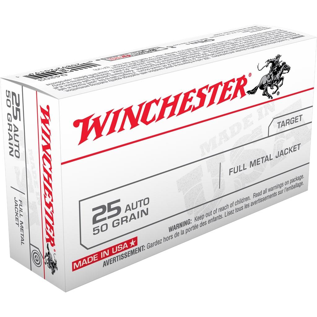 Winchester USA Handgun Ammunition .25 ACP 50 gr FMJ  50/ct