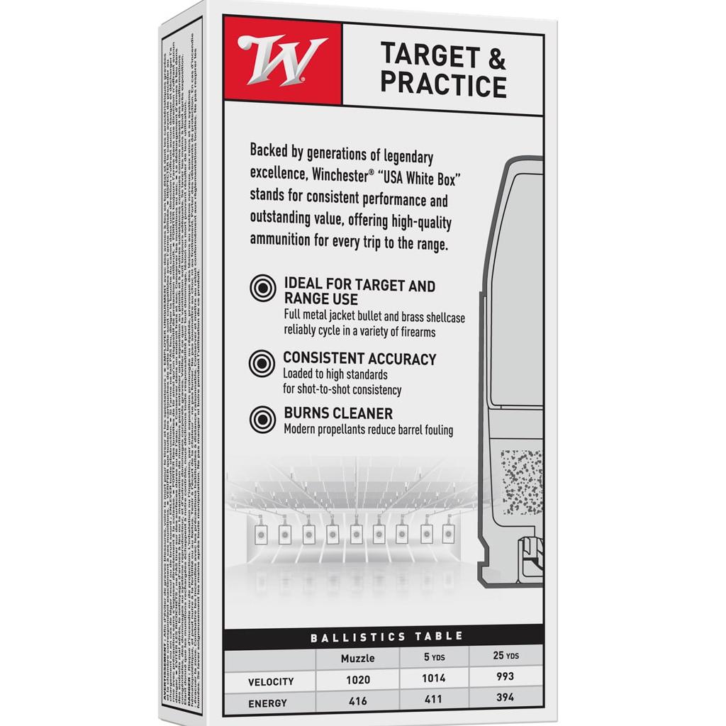 Winchester USA Handgun Ammunition .40 S&W 180 gr. FMJ 1020 fps 50/ct Picture of Winchester Ammunition WN 40 S&W FMJ 180GR 50/BX