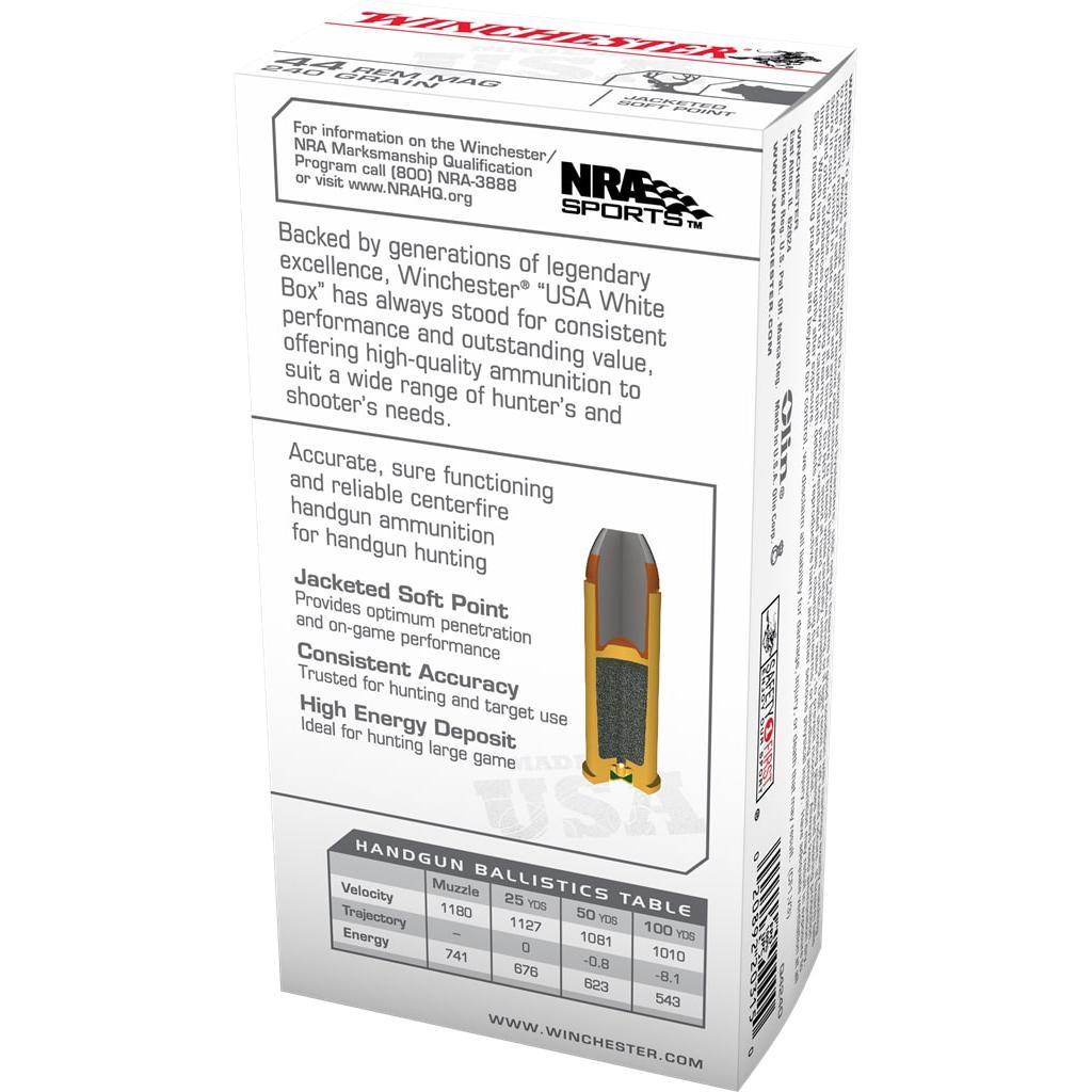 Winchester USA Handgun Ammunition .44 Mag 240 gr JSP 50/ct Picture of Winchester Ammunition GOV 44 REM MAG 240GR JSP 50/BX