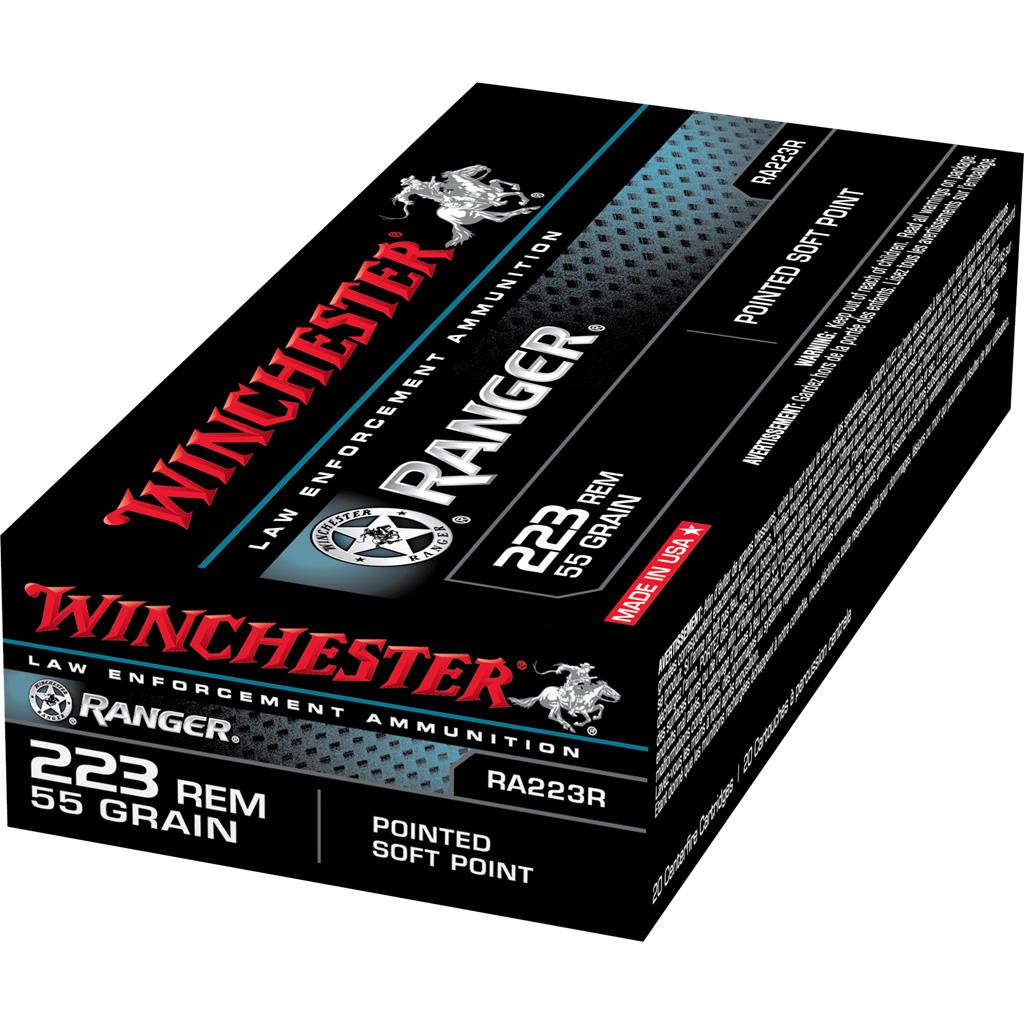 Winchester Ranger Rifle Ammunition 223 Rem 55gr PSP 3020 fps 20/ct Picture of Winchester Ammunition Win Ranger 223 Remington 55 Grain PSP 20 Rounds Ammo