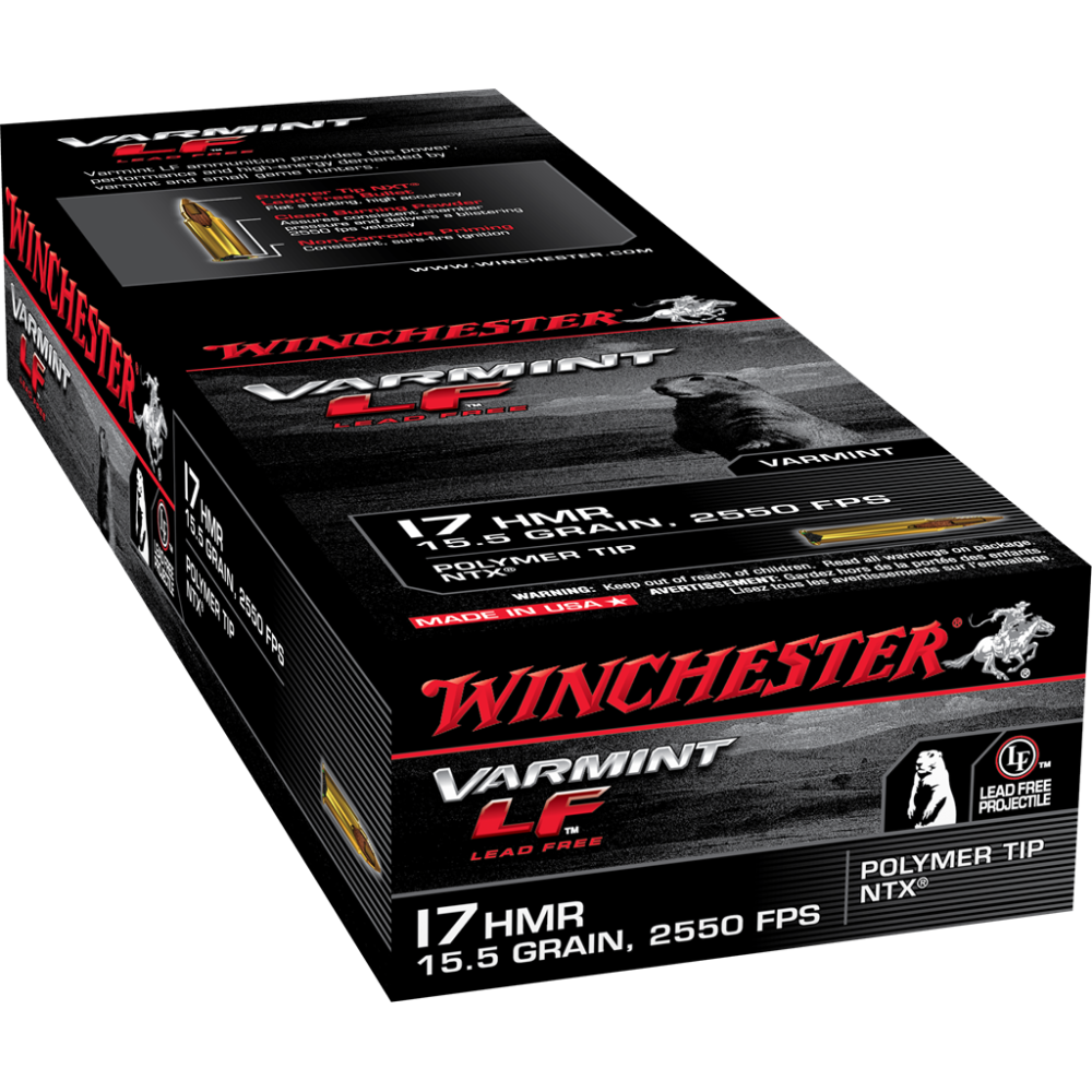Winchester Varmint Lead Free Rimfire Ammunition .17 HMR 15.5 gr NTX 50/ct Picture of Winchester Ammunition 17 HMR 15.5GR LF VARMINT XTP 50R