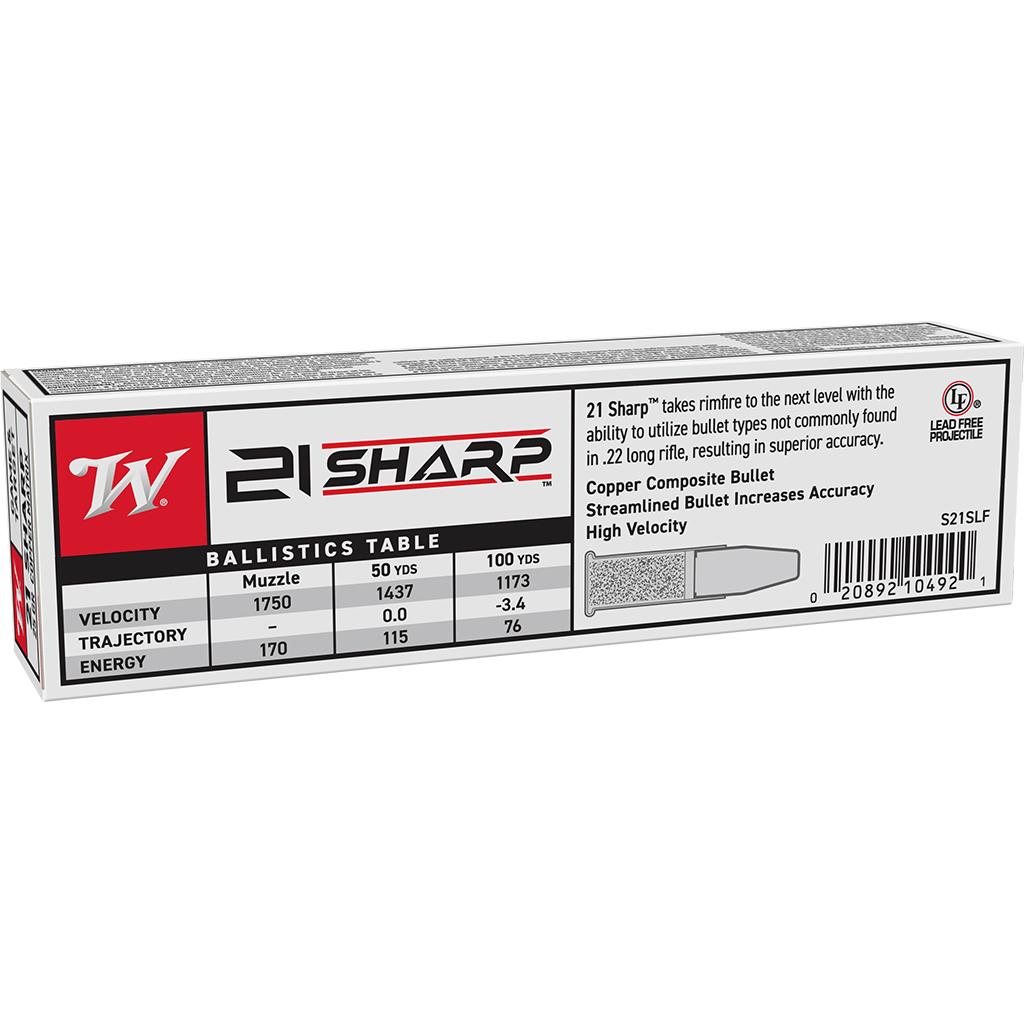 Winchester Game & Target Copper Matrix Rimfire Ammunition 21 Sharp 25gr Solid 1750fps 100/ct Picture of Winchester Ammunition 21 SHARP 25 gr Sinterfire Lead Free 100/RD