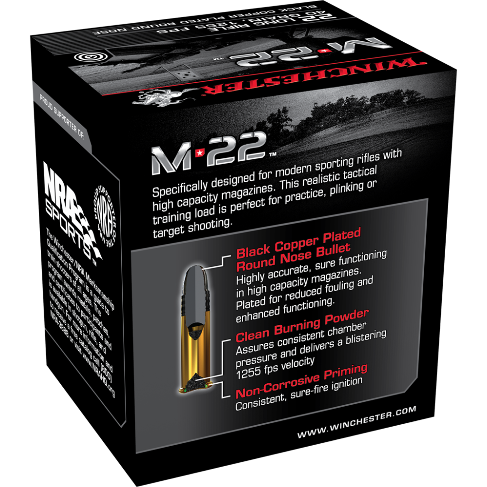 Winchester M-22 Rimfire Rifle Ammunition .22 LR 40 gr. RN 1000/ct Picture of Winchester Ammunition WIN 22LR M22 BULK PACK 40GR RN 1000/RD