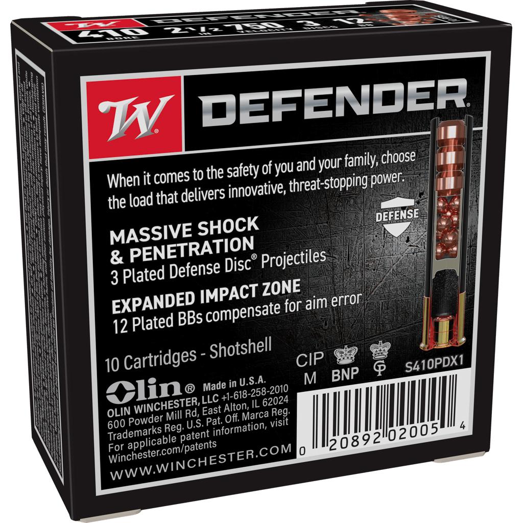 Winchester Supreme Elite PDX1 Personal Defense Shotgun Ammunition .410 ga 2 1/2"  3 disc 12 plts + Slug 750 fps 10/ct Picture of Winchester Ammunition SUPREME ELITE PDX1 410 2-1/2" 10/RD