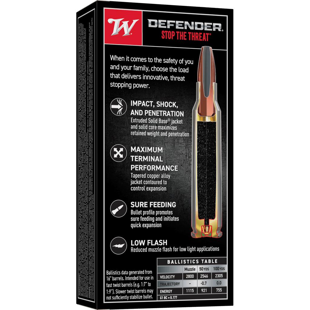 Winchester PDX1 Defender Rifle Ammunition 5.56mm 64 gr. PHP 2800 fps 20/ct Picture of Winchester Ammunition 5.56mm Defender Bonded Solid Base 64gr 20 RD