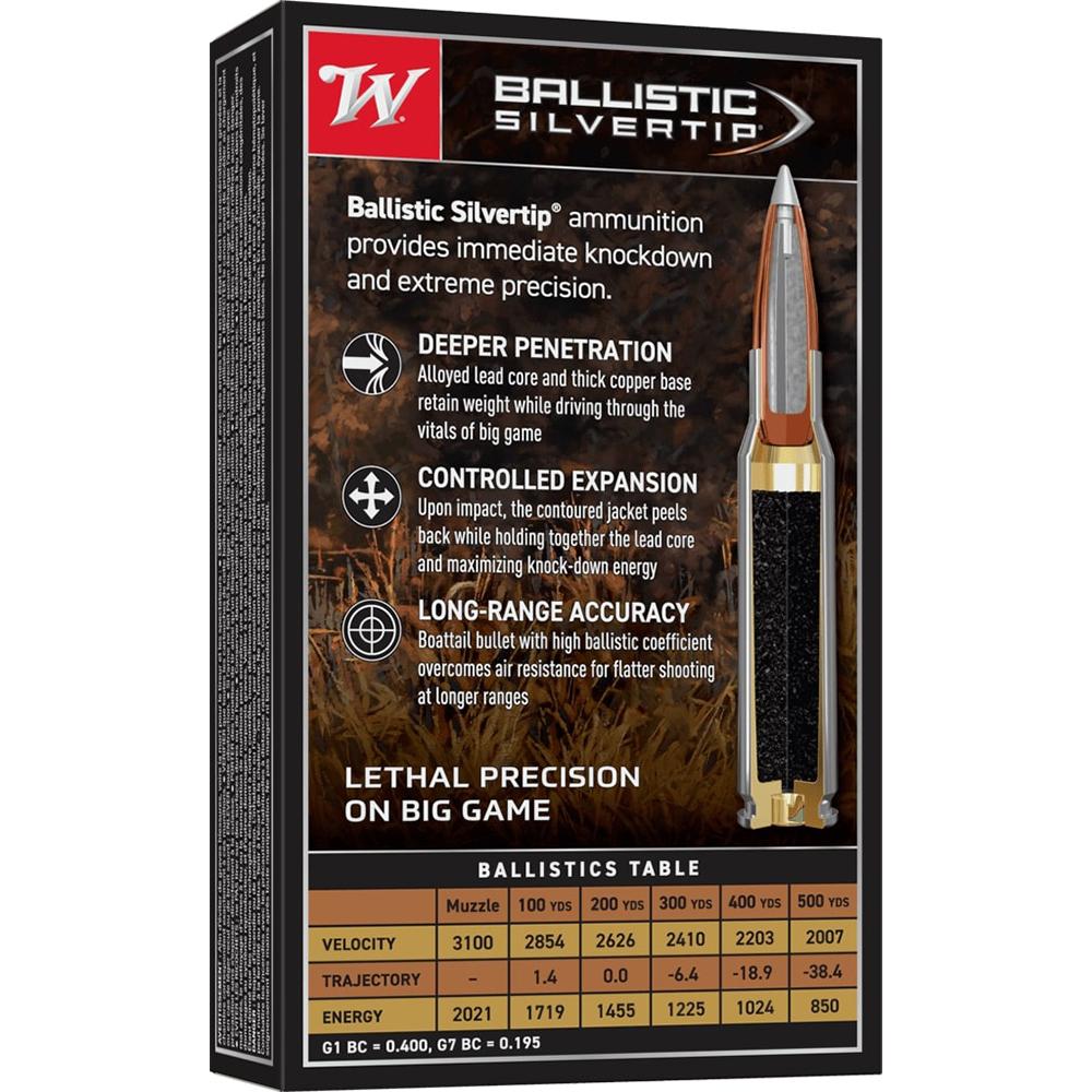 Winchester Ballistic Silvertip Rifle Ammunition .243 Win 95 gr. PT 3100 fps 20/ct Picture of Winchester Ammunition WIN BLLSTC SLVERTP 243WIN 95GR 20/RD