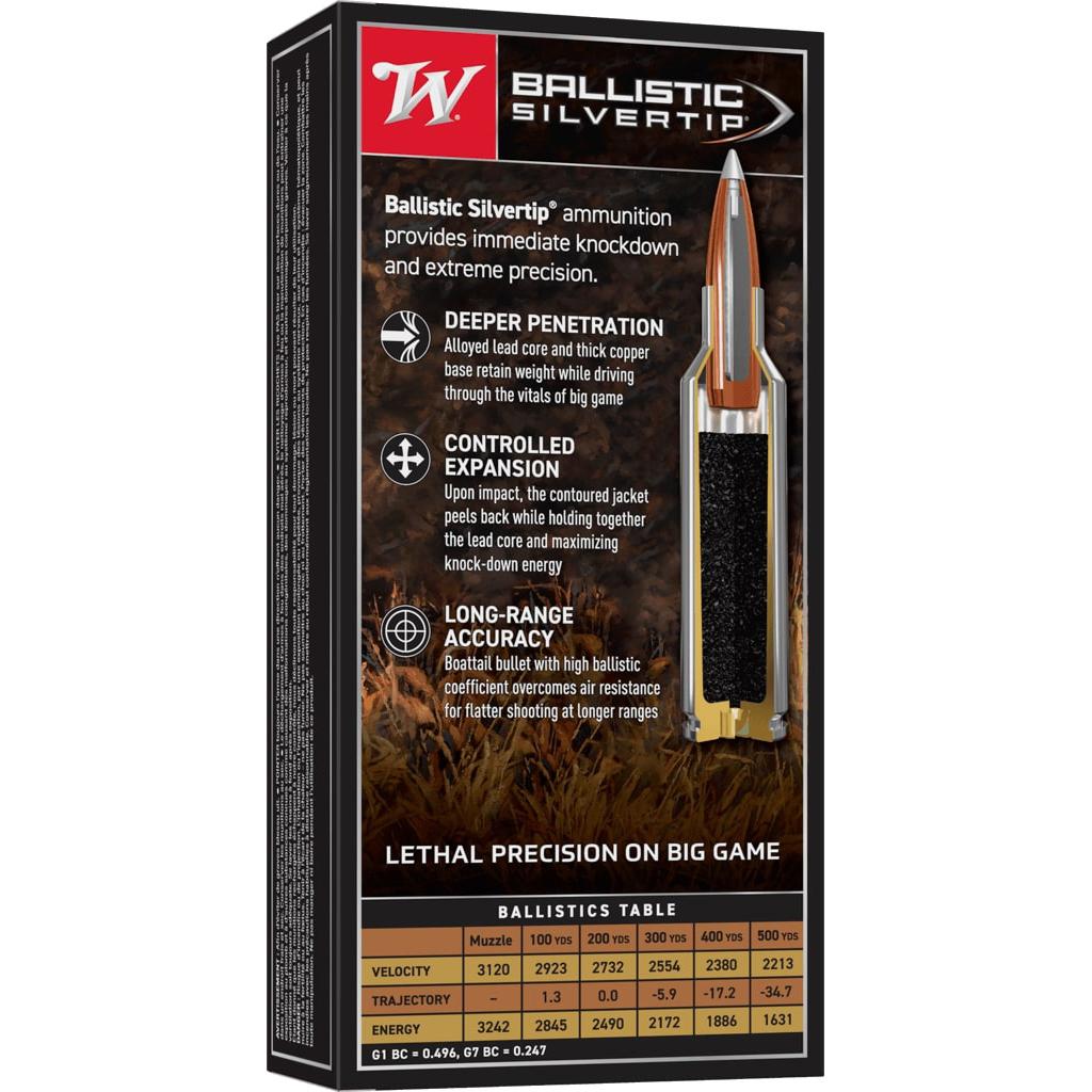 Winchester Ballistic Silvertip Rifle Ammunition .270 WSM 150 gr. PT 3120 fps 20/ct Picture of Winchester Ammunition WIN BLLSTC SLVERTP 270WSM 150GR 20/RD