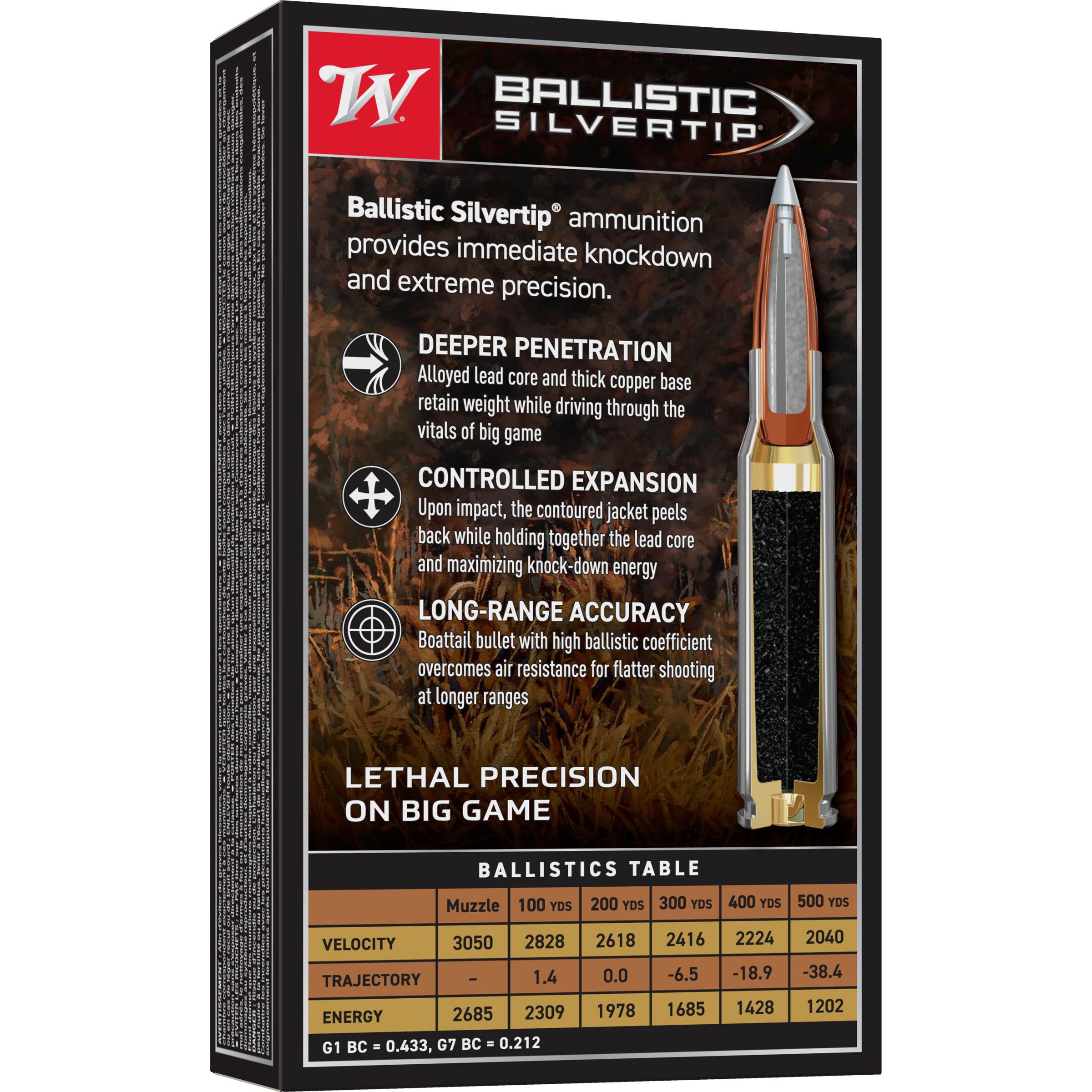 Winchester Ballistic Silvertip Rifle Ammunition .270 Win 130 gr. PT 3050 fps 20/ct Picture of Winchester Ammunition WIN BLLSTC SLVERTP 270WIN 130GR 20/RD