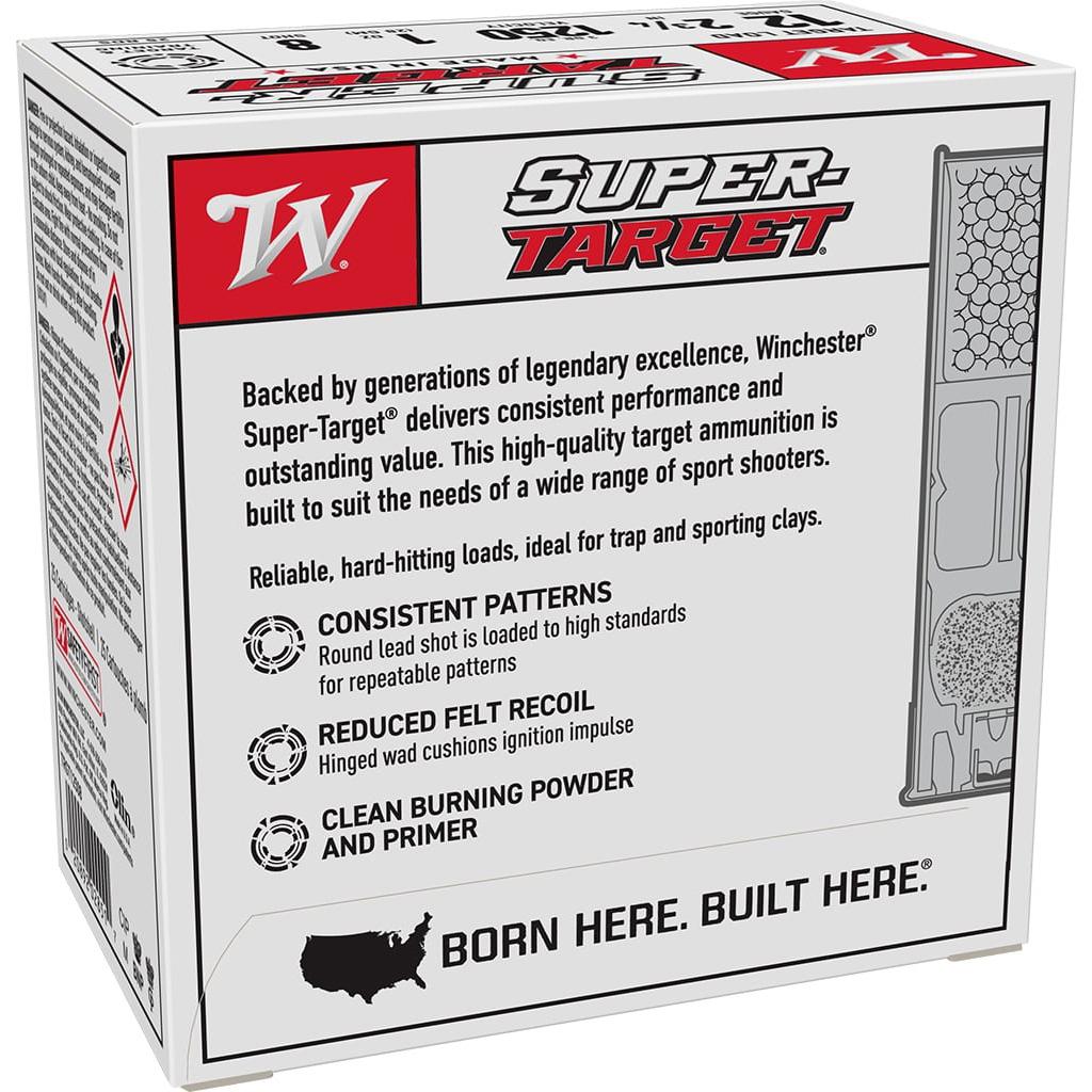Winchester Super-Target Shotshells 12ga 2-3/4" 1oz 1250 fps #8 25/ct Picture of Winchester Ammunition SUPER-TARGET 12 GA 2-3/4" #8 1 OZ 1250 FPS 25 RD