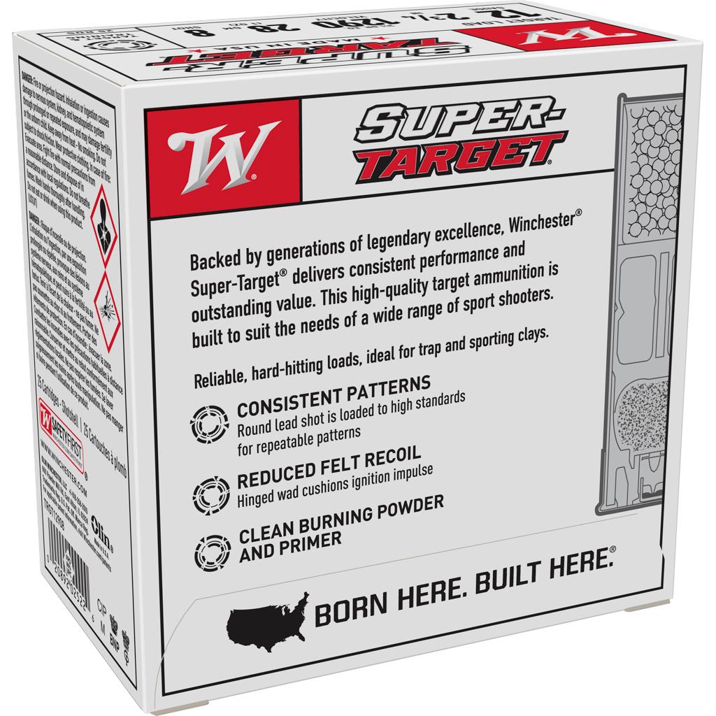 Winchester Super Target Shotshells 12 ga 2-3/4" 1 oz 1290 fps #8 25/ct Picture of Winchester Ammunition International Super Target 12 GA. 2 3/4" LS 1290fps 1oz. #8 25RD