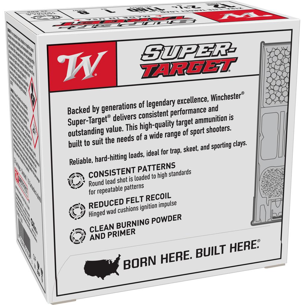 Winchester Super-Target Shotshells 12 ga 2-3/4" 1 oz 1180 fps #8 25/ct Picture of Winchester Ammunition 12GA 2-3/4" 2-3/4 1OZ #8 LEAD