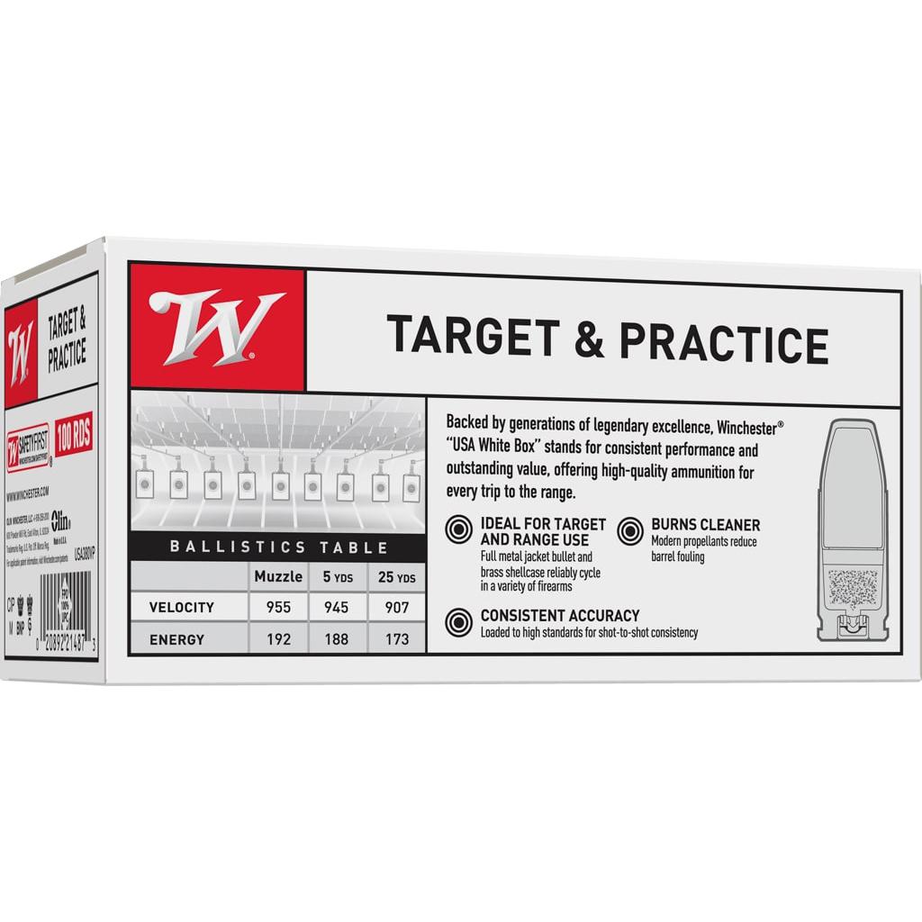 Winchester USA Handgun Ammunition .380 ACP 95 gr. FMJ 945 fps 100/ct Picture of Winchester Ammunition WN GOV 380 AUTO 95GR FMJ 100/BX