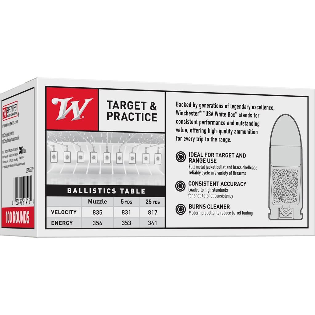 Winchester USA Handgun Ammunition .45 ACP 230 gr. FMJ 835 fps 100/ct Picture of Winchester Ammunition WN GOV 45 AUTO 230GR FMJ 100 RD