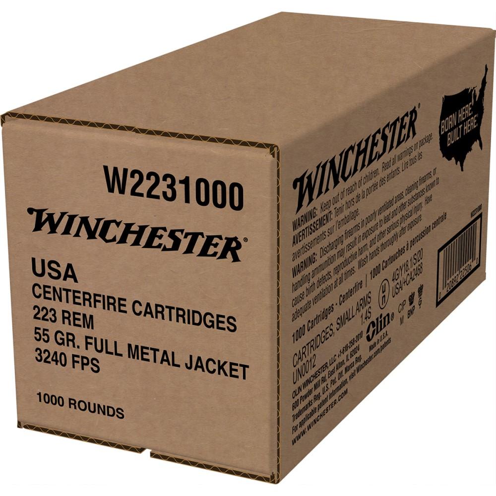 Winchester USA Lake City Rifle Ammunition .223 Rem 55 gr. FMJ 3240 fps 1000/ct (Bulk) Picture of Winchester Ammunition Lake City .223 55gr FMJ 1000 RD Loose pack
