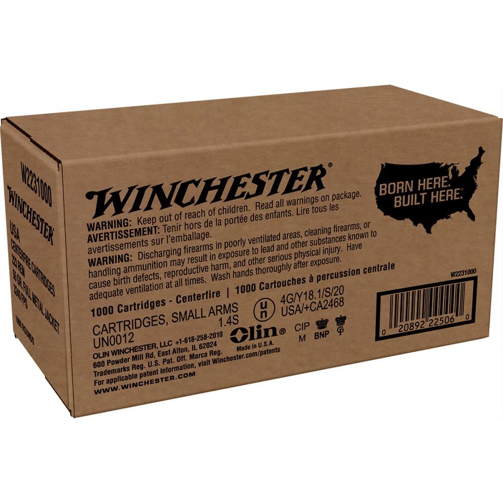 Winchester USA Lake City Rifle Ammunition .223 Rem 55 gr. FMJ 3240 fps 1000/ct (Bulk) Picture of Winchester Ammunition Lake City .223 55gr FMJ 1000 RD Loose pack