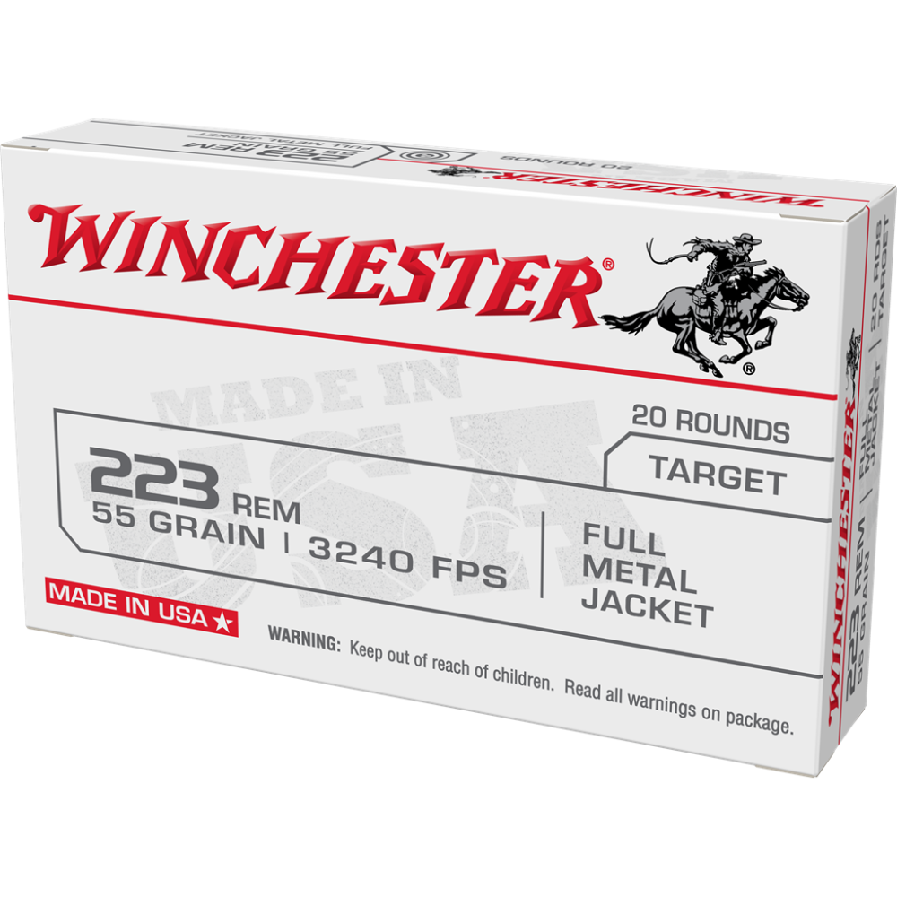 Winchester Target Rifle Ammunition .223 Rem 55 gr. FMJ 3240 fps 20/ct