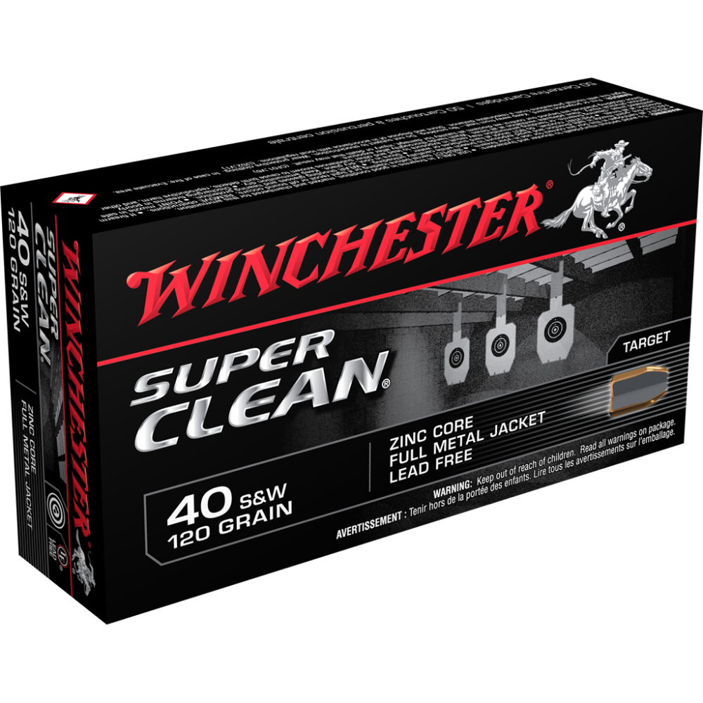 Winchester Super Clean NT Handgun Ammunition .40 S&W 120 gr. JSP 1250 fps 50/ct Picture of Winchester Ammunition SUPER CLEAN 40 S&W 120GR ZINC NT 50RD