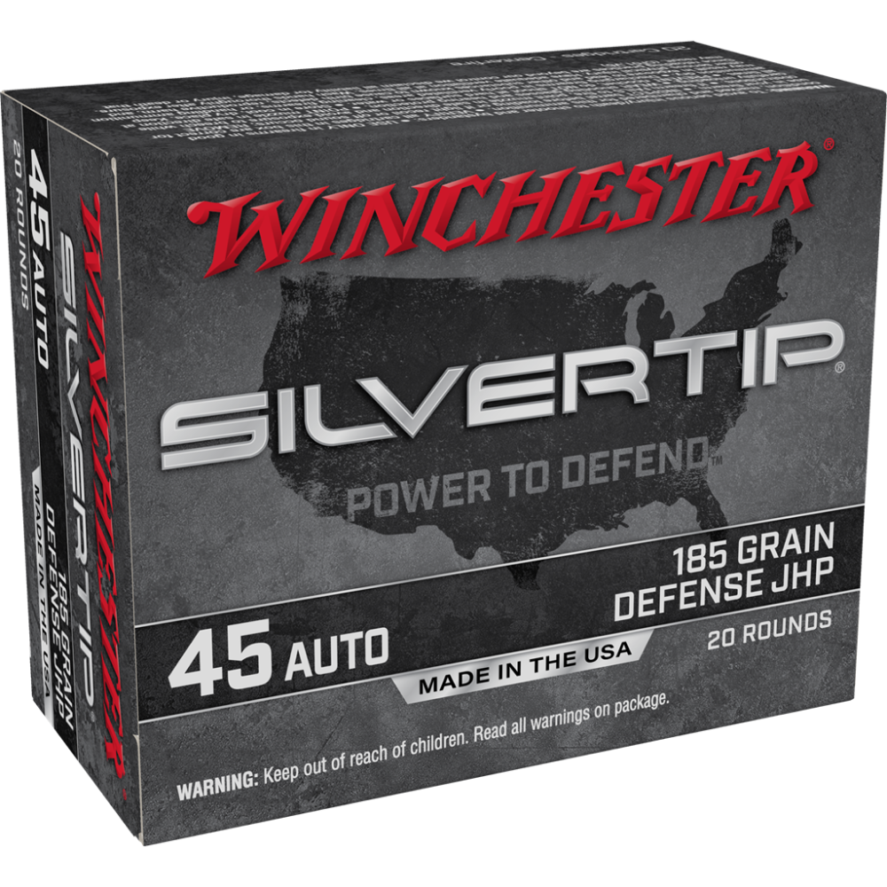 Winchester Silvertip Handgun Ammunition .45 ACP 185 gr. JHP 1000 fps 20/ct Picture of Winchester Ammunition WN 45 AUTO 185GR STHP 20/BOX