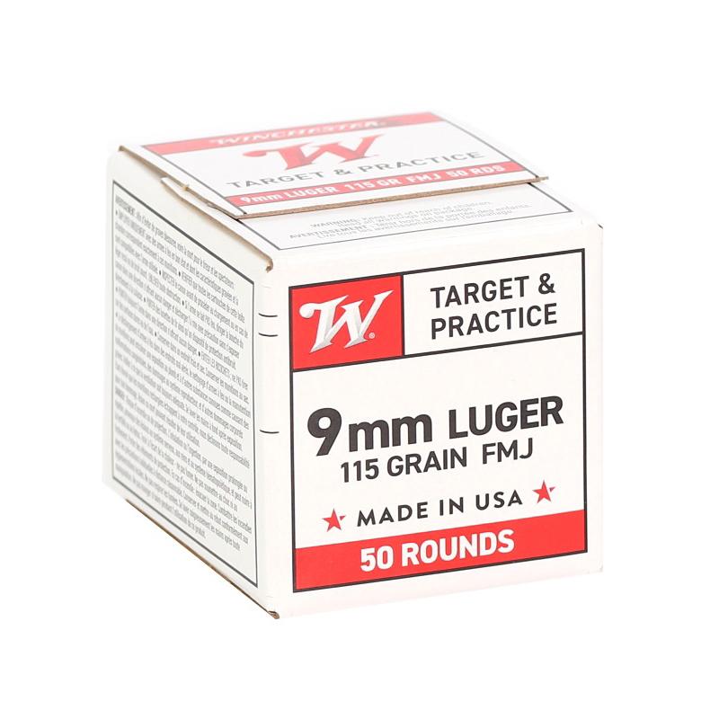 Winchester USA Target & Practice Handgun Ammunition 9mm Luger 115gr FMJ 1190 fps 1000/ct Case (20-50/ct Boxes) Picture of Winchester Ammunition WN GOV 9MM AMMO 115GR FMJ 1000 Round Case