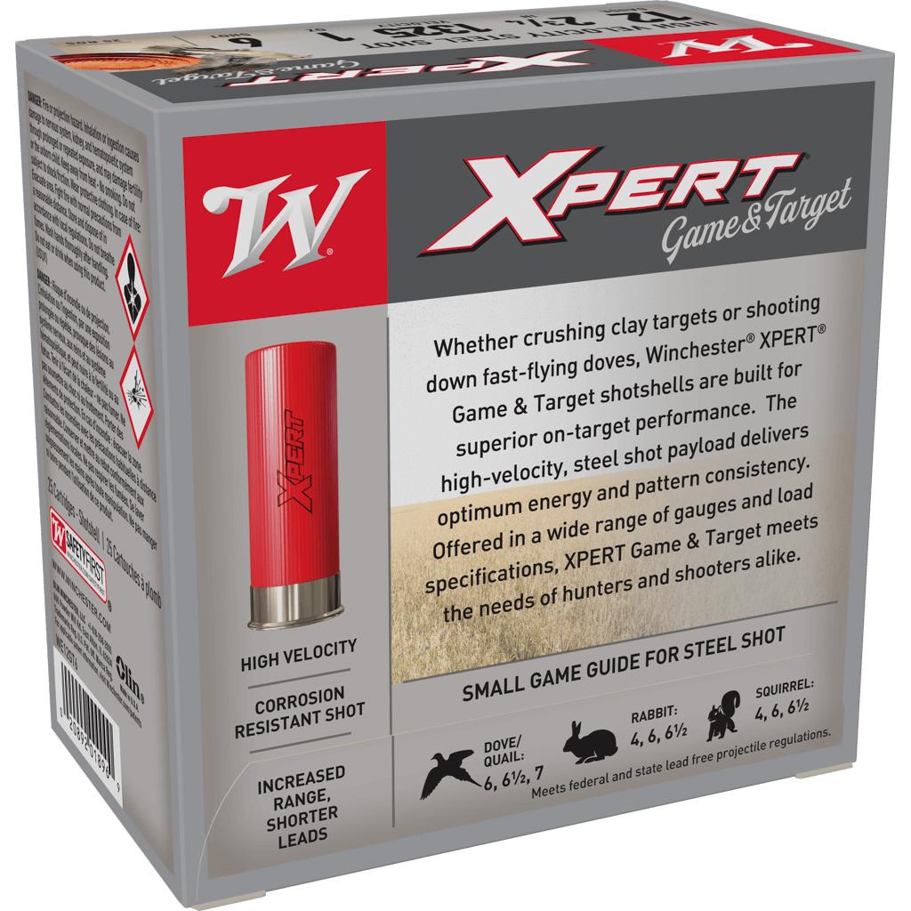 Winchester Xpert Steel Shotshells 12 ga 2-3/4" 1 oz 1325 fps #6 25/ct Picture of Winchester Ammunition G&T STEEL SHOT 12GA 1OZ #6 25RD