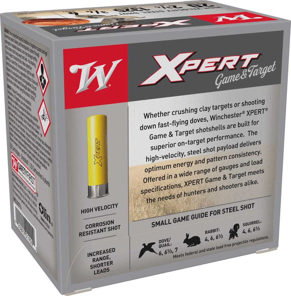 Winchester Xpert Steel Shotshells 20 ga 2-3/4" 3/4 oz 1325 fps #6 25/ct Picture of Winchester Ammunition G&T STEEL SHOT 20GA 3/4OZ #6 25R