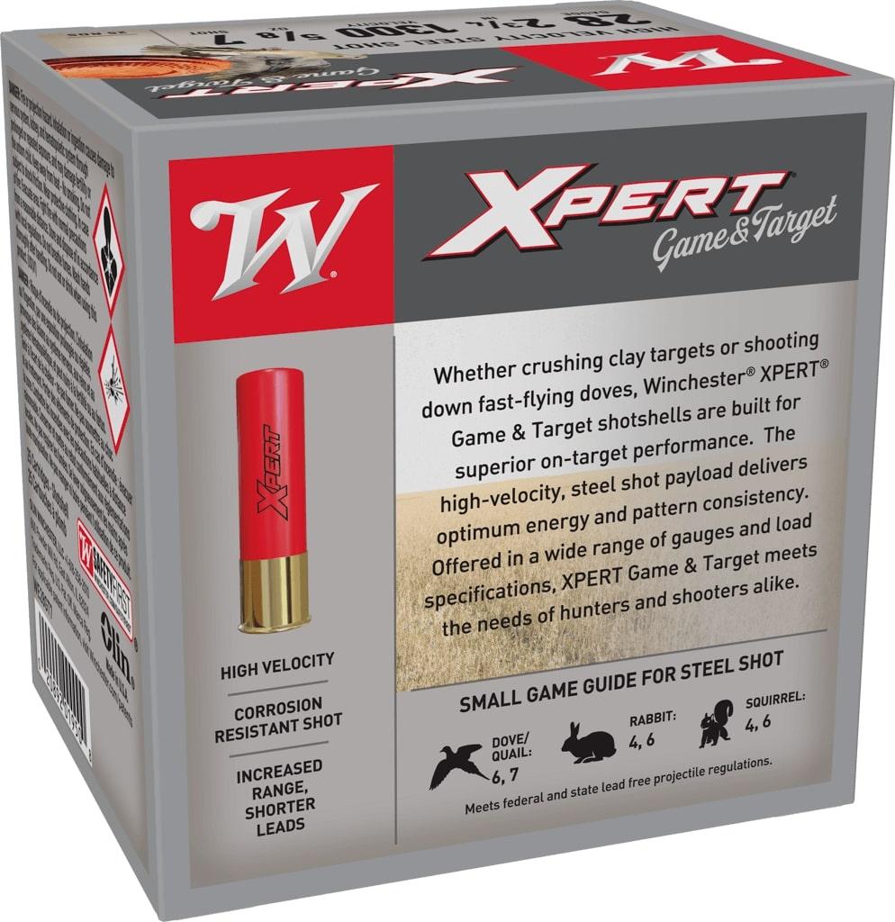 Winchester Xpert Steel Shotshells 28 ga 2-3/4" 5/8 oz 1300 fps #7 25/ct Picture of Winchester Ammunition G&T STEEL SHOT 28GA 5/8OZ #7 25R
