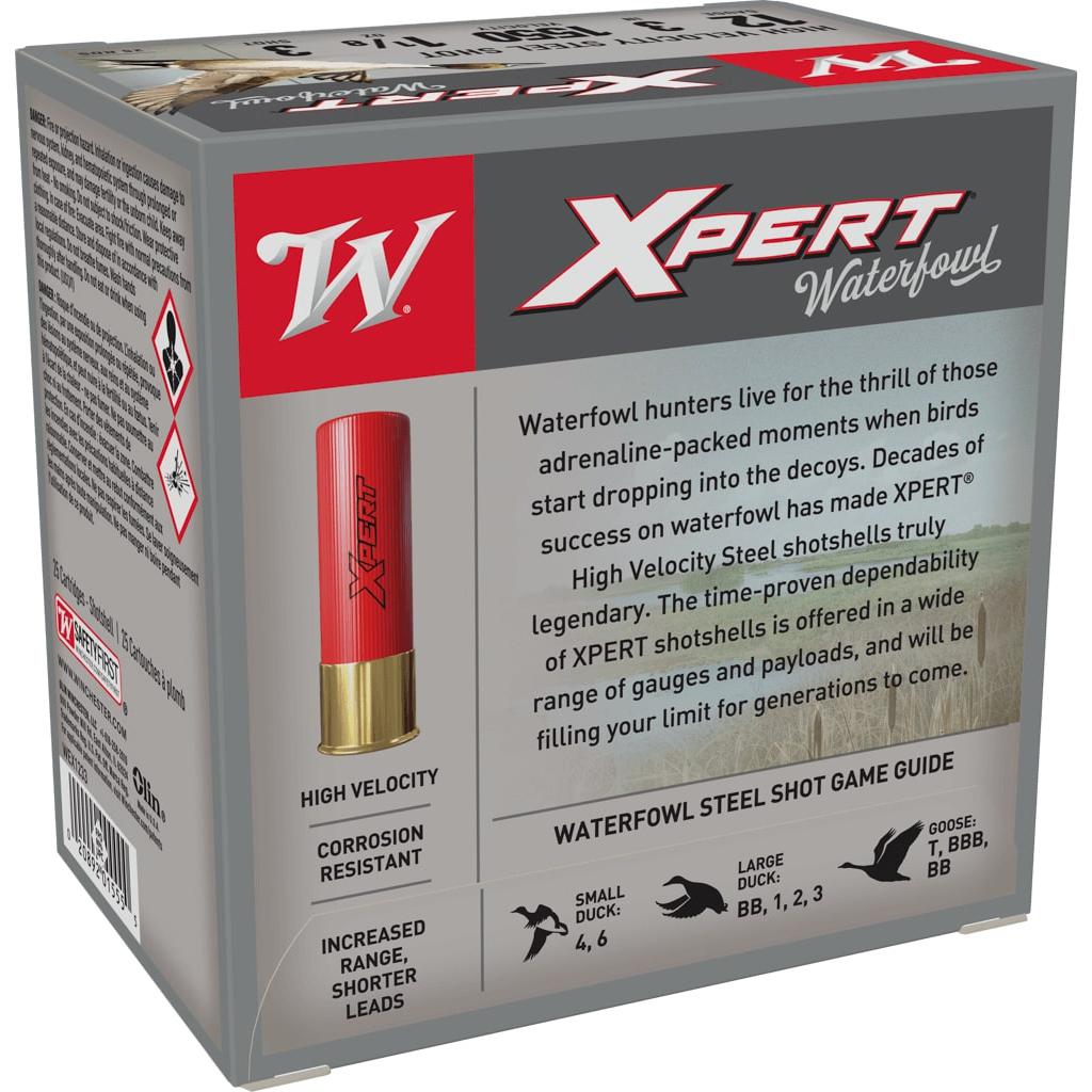 Winchester Xpert High-Velocity Steel Shotshells 12 ga 3" 1-1/8 oz 1550 fps #3 25/ct Picture of Winchester Ammunition XPT HV STL 12GA 3 1-1/8 OZ #3