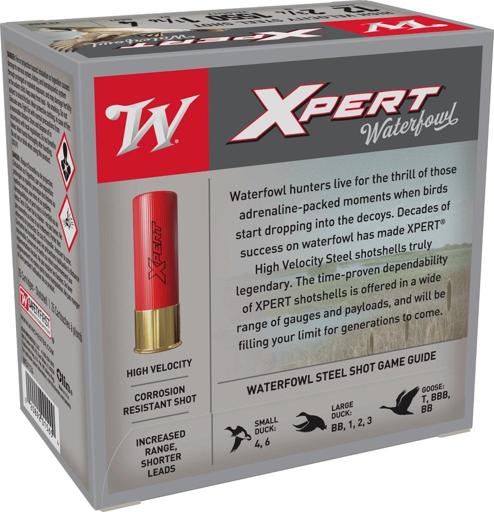 Winchester Xpert High Velocity Steel Shotshells 12 ga 2-3/4" 1-1/16 oz 1550 fps #4 25/ct Picture of Winchester Ammunition XPT HVSTL 12GA 2-3/4 1-1/16 OZ#4