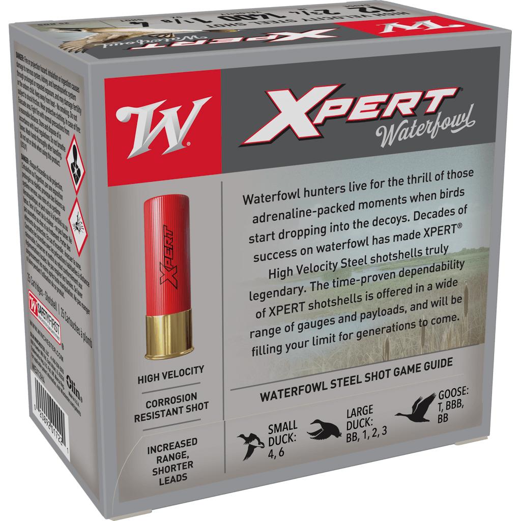 Winchester Xpert High-Velocity Steel Shotshells 12 ga 2-3/4" 1-1/8 oz 1400 fps #4 25/ct Picture of Winchester Ammunition XPT HV STL 12GA 2 3/4 1 1/8 #4