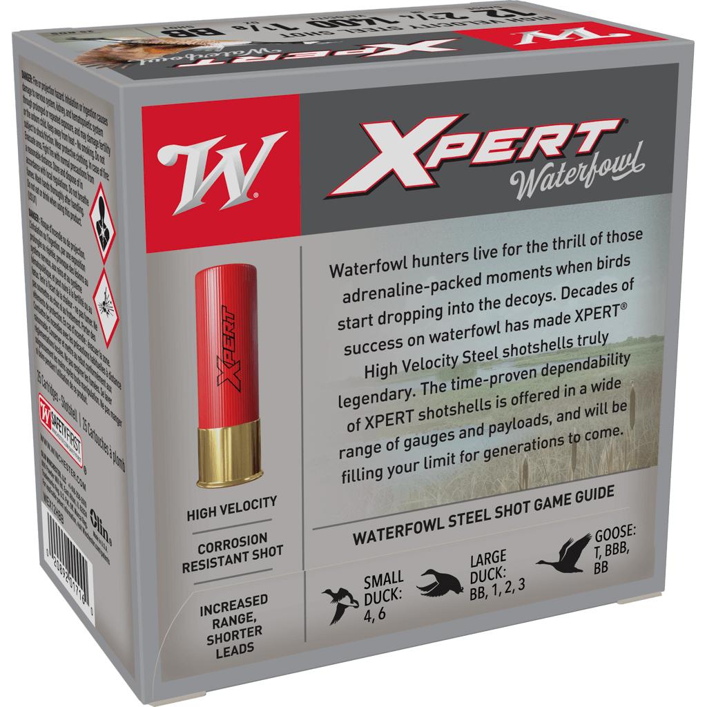 Winchester Xpert High-Velocity Steel Shotshells 12 ga 2-3/4" 1-1/8 oz 1400 fps #BB 25/ct Picture of Winchester Ammunition XPT HV STL 12GA 2 3/4 1 1/8 #BB