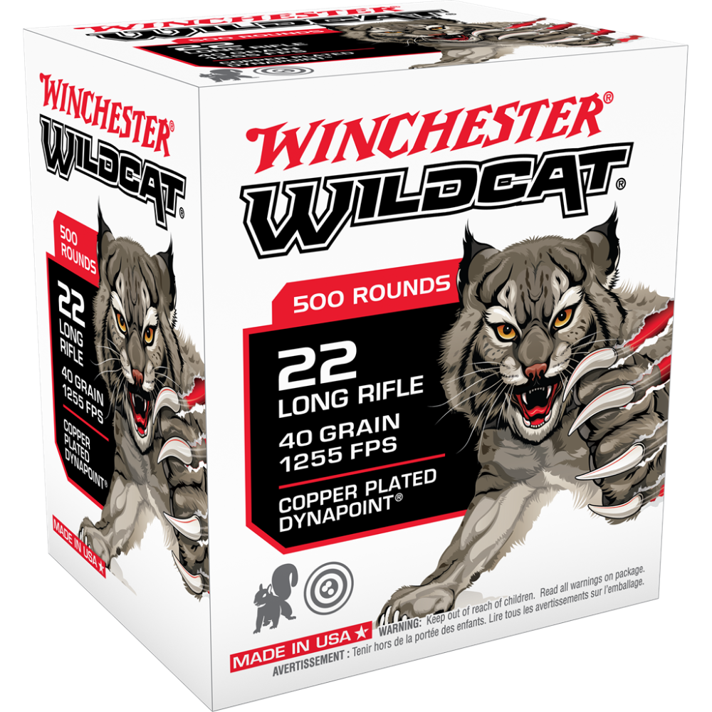 Winchester Wildcat Rimfire Ammunition .22LR 40 gr. CPHP 1255 fps 500/ct Picture of Winchester Ammunition WIN 22LR WILDCAT 40GR LRN 500/RD