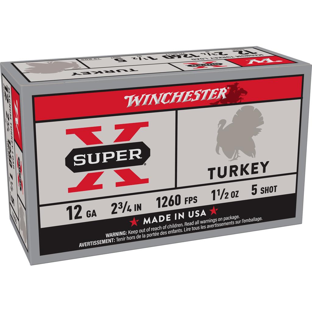 Winchester Super-X Turkey Shotshells 12 ga 2-3/4" 1-1/2 oz 1260 fps #5 10/ct