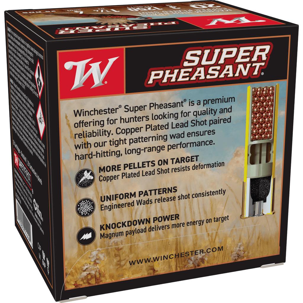 Winchester Super-X Super Pheasant Shotshells 20 ga 3" 1-1/4 oz 1250 fps #4 25/ct Picture of Winchester Ammunition 20GA 3 1 1/4OZ #4 CPLATE