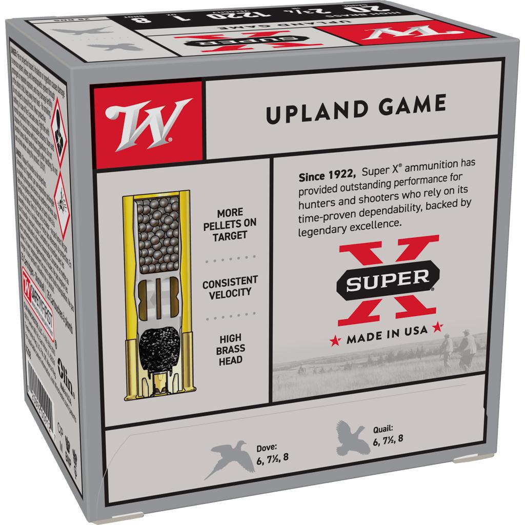 Winchester Super-X High-Brass Shotshells 20 ga 2-3/4" 1 oz 1220 fps #8 25/ct Picture of Winchester Ammunition WIN 20GA 2-3/4 1 OZ #8