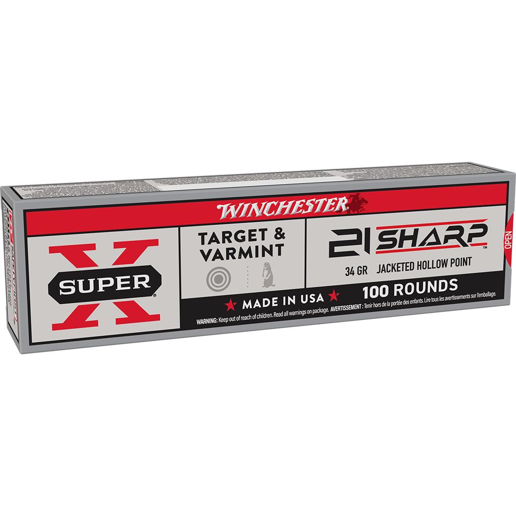 Winchester Game & Target Rimfire Ammunition 21 Sharp 34gr JHP 1500fps 100/ct Picture of Winchester Ammunition 21 SHARP 34gr JHP 100/RD
