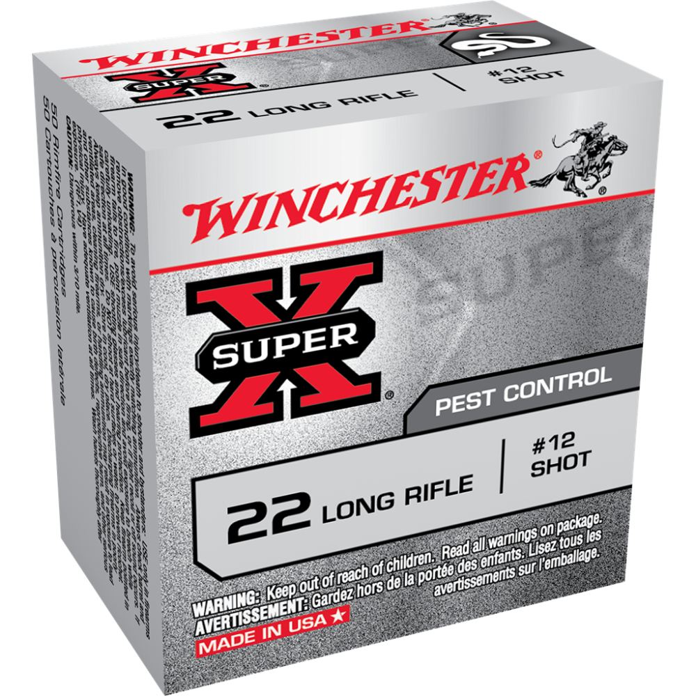 Winchester Super-X Shotshell Rimfire Ammunition .22 LR 25 gr. #12 50/ct Picture of Winchester Ammunition WIN 22LR SHOTSHELL 50/PAC