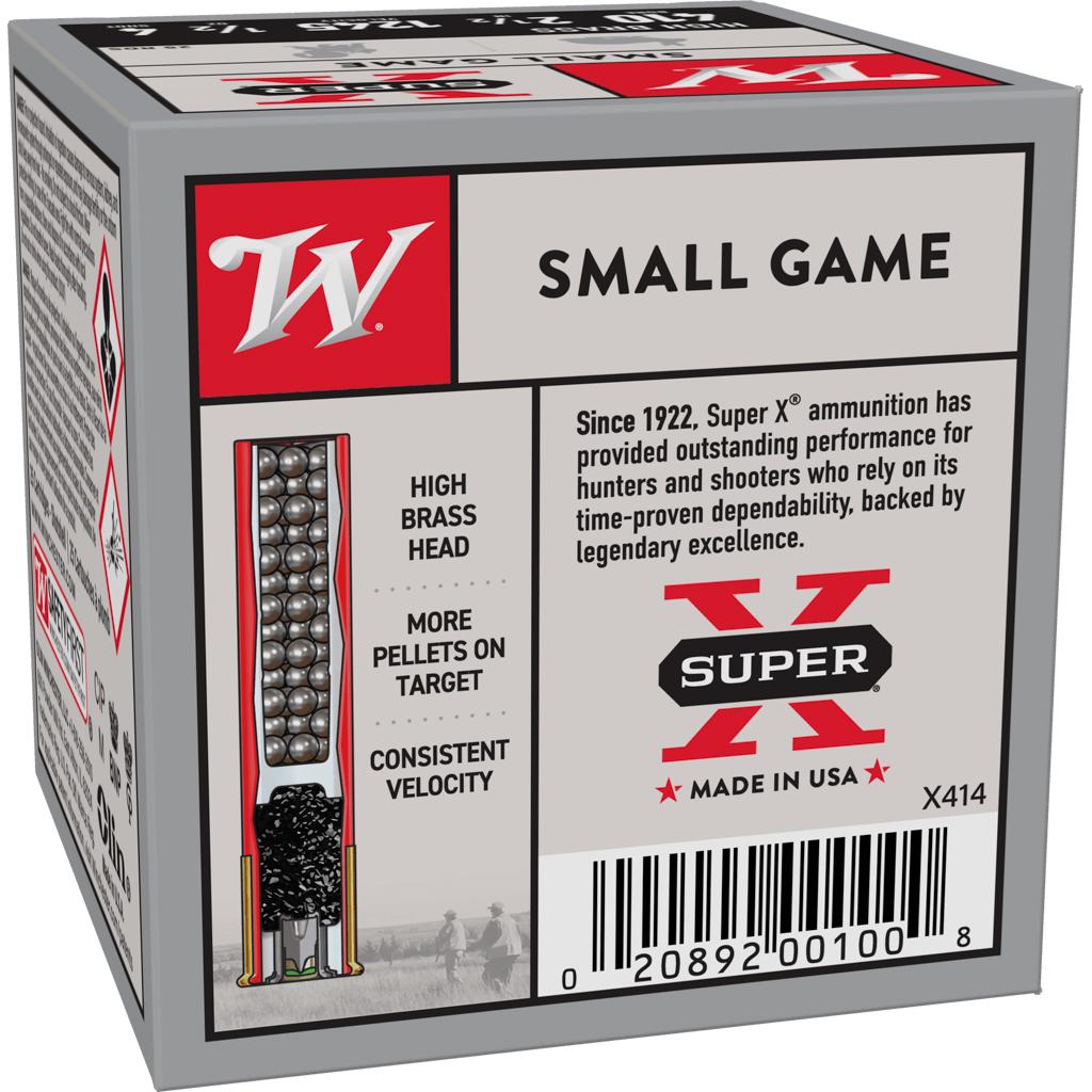 Winchester Super-X High-Brass Shotshells .410 ga 2-1/2" 1/2 oz 1245 fps #4 25/ct Picture of Winchester Ammunition WIN. 410GA 2 1/2 #4