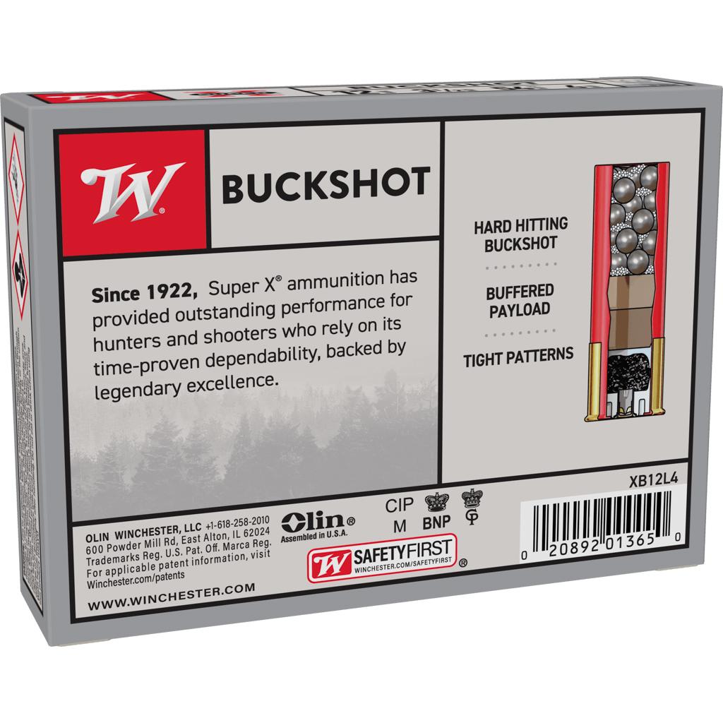 Winchester Super-X Buckshot Shotshells 12 ga 3-1/2" 1150 fps #4B 5/ct Picture of Winchester Ammunition WIN S/X 12GA 3.5" #4 Buckshot 54-Pellet 5RD