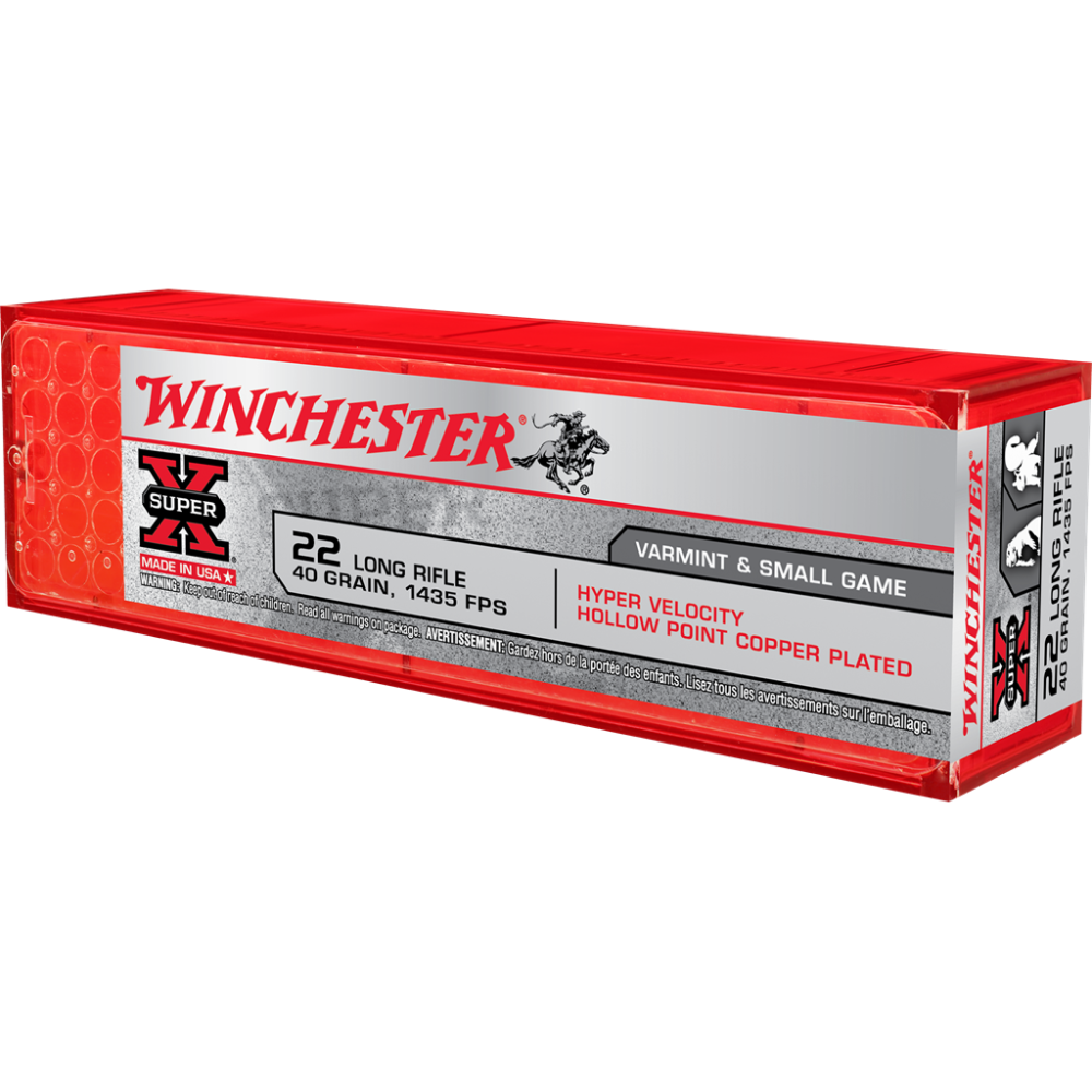 Winchester Hyper Speed Rimfire Ammunition .22 LR 40 gr. CPHP 1435 fps 100/ct Picture of Winchester Ammunition WIN 22LR 40GR PLATED HP 100/RD
