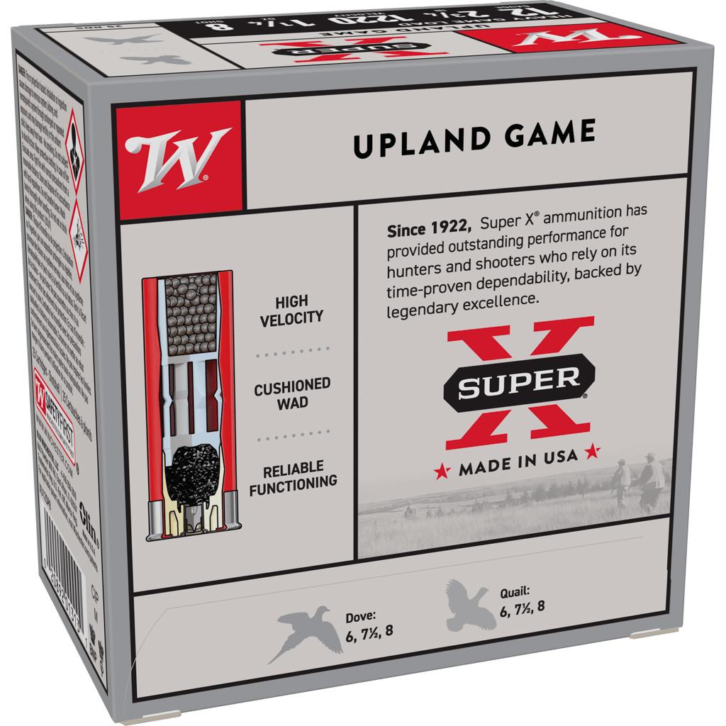 Winchester Super-X Heavy Game Shotshells 12 ga 2-3/4" 1-1/4 oz 1220 fps #8 25/ct Picture of Winchester Ammunition WIN 12GA 2-3/4" SUPER-X UPLAND HEAVY 1-1/4oz #8 25/RD