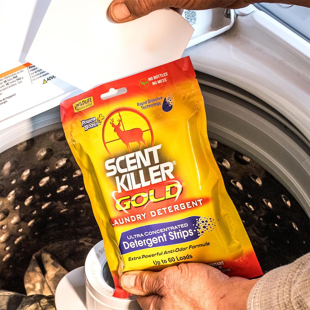 Wildlife Research Scent Killer Gold Laundry Detergent Ultra-Concentrated Detergent Strips 60/ct Picture of Wildlife Research Center Scent Killer Gold Laundry Detergent Strips (60)