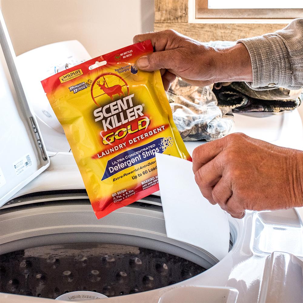 Wildlife Research Scent Killer Gold Laundry Detergent Ultra-Concentrated Detergent Strips 60/ct Picture of Wildlife Research Center Scent Killer Gold Laundry Detergent Strips (60)