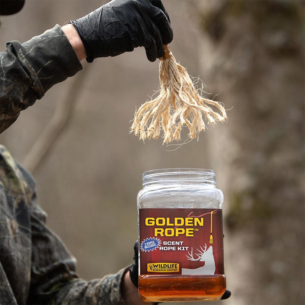 Wildlife Research Golden Rope Scent Rope Kit with 1 Rope and 4 oz Attractant Bottle Picture of Wildlife Research Center Golden Rope Single Rope Kit