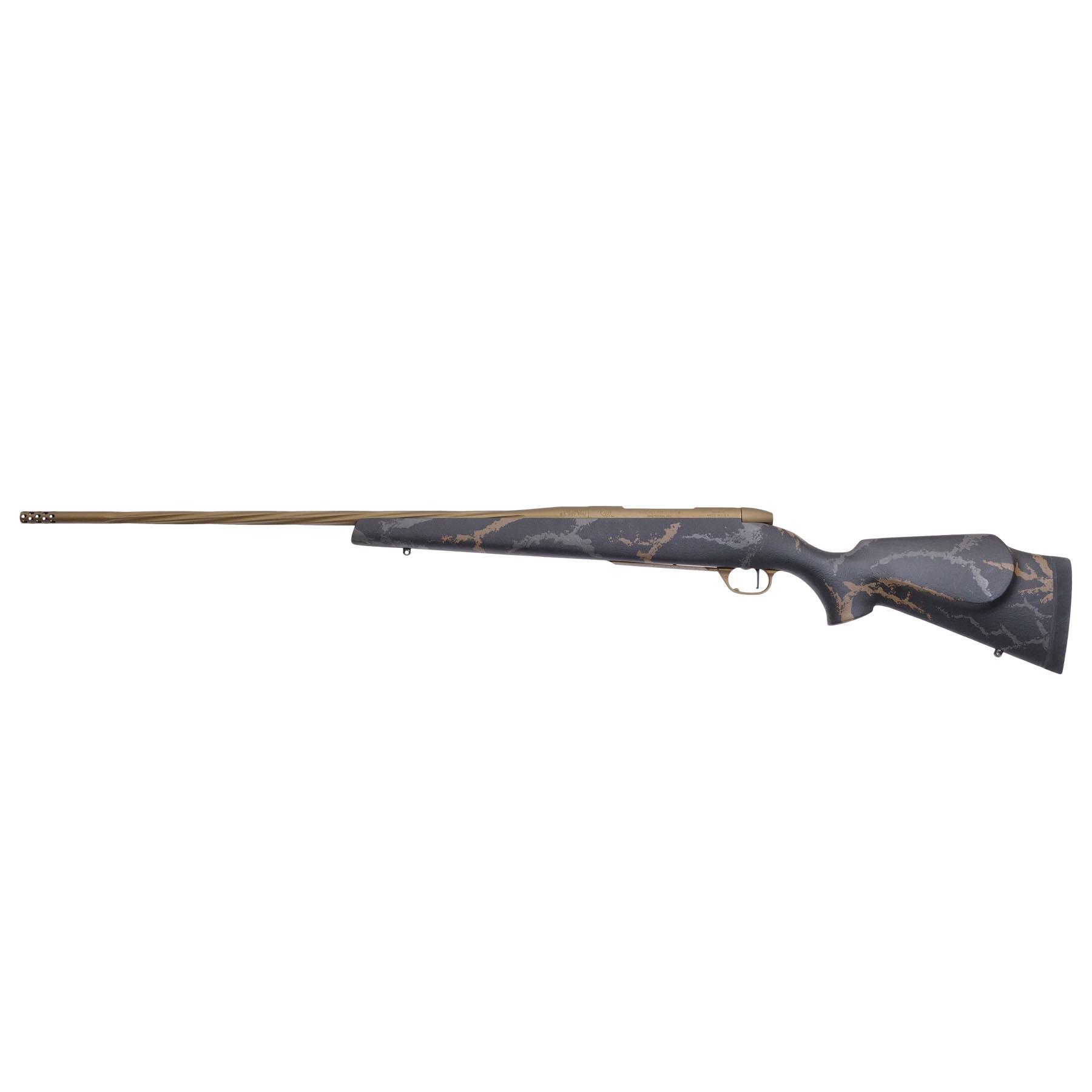 Weatherby MK V Weathermark Limited Rifle 6.5 WBY RPM Mag 4rd Capacity 24" Fluted Barrel Black/Gray/Bronze Stock Picture of Weatherby Mk V Wthrmark Ltd 6.5RPM 24in w/brake Blk/Gry/Brn stk Fluted Brnt Brnz