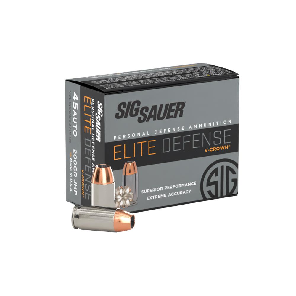 Sig Sauer Elite Performance Pistol Ammunition .45 ACP 200 gr Elite V-Crown JHP Box 20