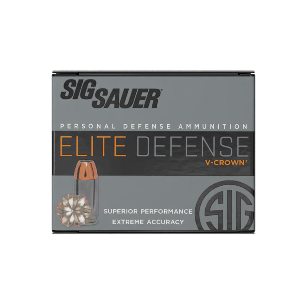 Sig Elite V-Crown Handgun Ammunition 9mm Luger 115 gr JHP 1185 fps 20/ct Picture of Sig Sauer AMMO ELITE V 9mm 115GR JHP 20RD BX