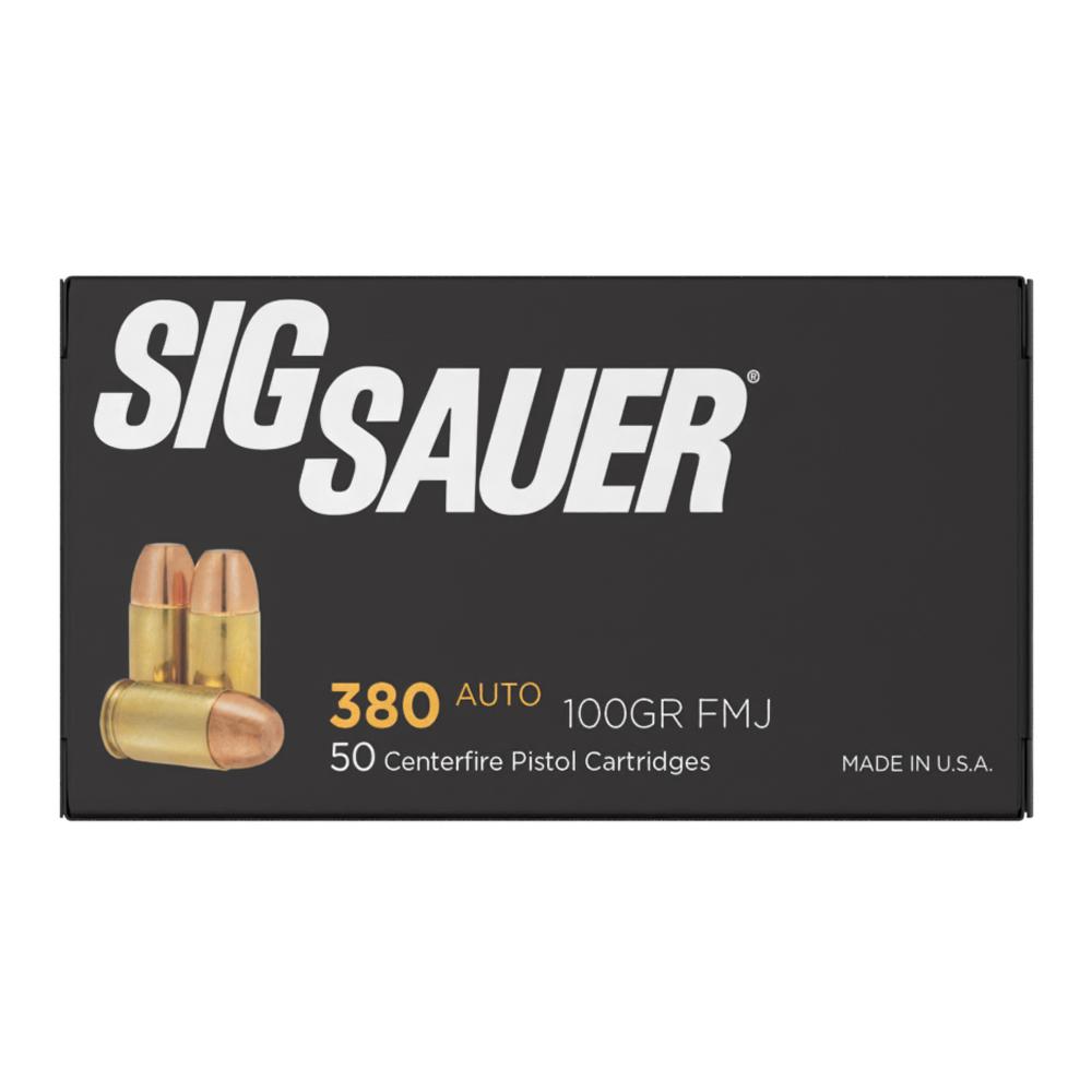 Sig Elite Performance Handgun Ammunition .380 ACP 100 gr FMJ 910 fps 50/ct Picture of Sig Sauer AMMO BALL 380ACP 100GR 50RD BX